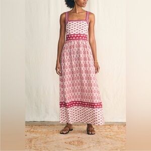 Faherty Pink and White Printed Sundress